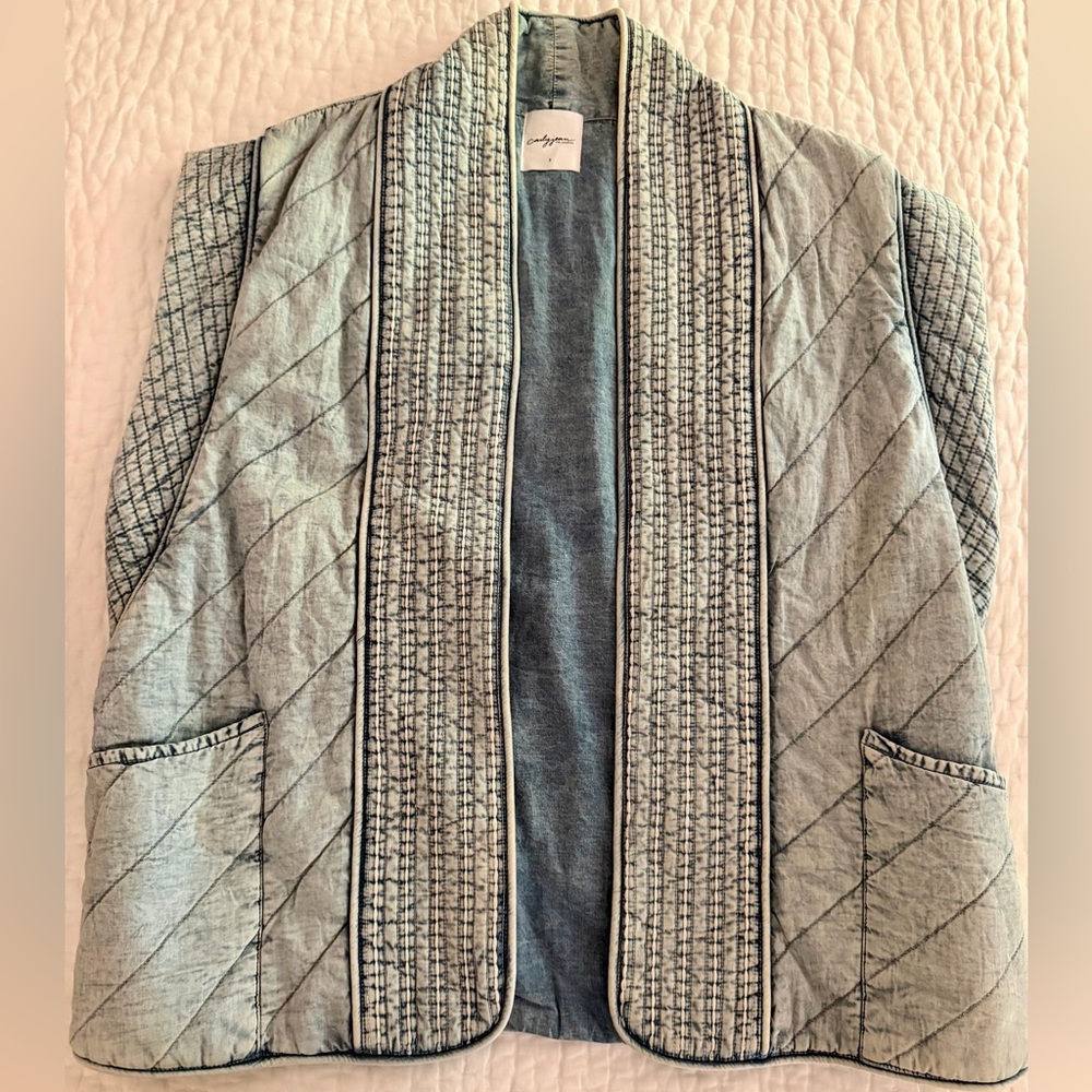 CJLA Quilted Chambray Cotton Vest Sz S.